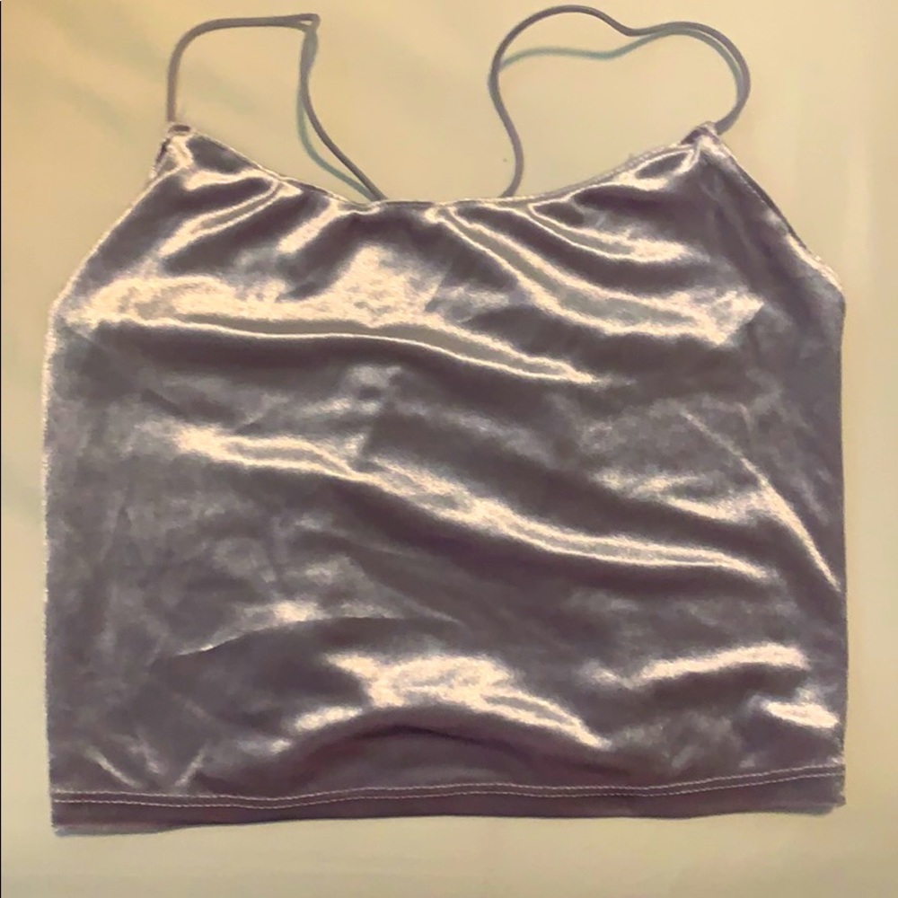 Open back light purple crop tank top